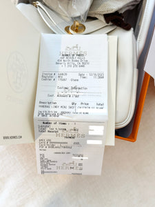 HERMES 2024 Swift Calfskin Leather Mini Lindy Handbag / White / GHW