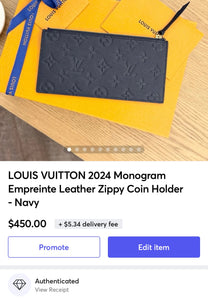 LOUIS VUITTON 2024 Monogram Empreinte Leather Zippy Coin Holder - Navy