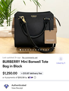 BURBERRY Mini Banwell Tote Bag in Black