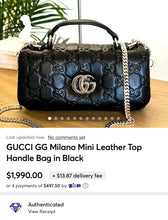 Load image into Gallery viewer, GUCCI GG Milano Mini Leather Top Handle Bag in Black
