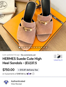 HERMES Suede Cute High Heel Sandals - (EU)37.5