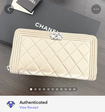 Load image into Gallery viewer, CHANEL Boy Medium Metallic Zipped Wallet in Gold
