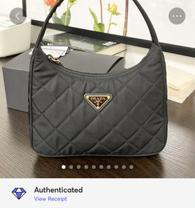 PRADA Tessuto Nylon Impuntu Quilted Shoulder Bag in Black