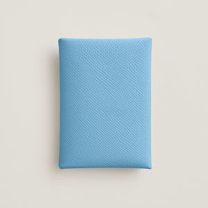 HERMES 2023 Calvi Duo Compact Card Holder - Celeste / Epsom