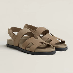 HERMES Genius Suede Goatskin Sandals in Beige Sable - EU37