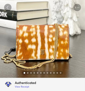 ▪️SOLD▪️BURBERRY Small Deer Print Leather Crossbody Bag in Melt Brown