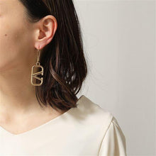 Load image into Gallery viewer, VALENTINO VLogo Gold Tone Drop Earrings
