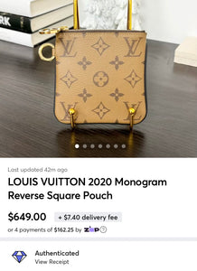 LOUIS VUITTON 2020 Monogram Reverse Square Pouch