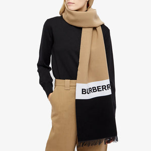 ▪️SOLD▪️BURBERRY Unisex Wool-Silk Icon Stripe Logo Scarf - Archive Beige