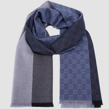 Load image into Gallery viewer, GUCCI GG Unisex Wool Jacquard Knit Scarf - Blue
