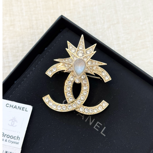 CHANEL 23P Classic CC Logo Gold, Blue, Pink & Crystal Brooch