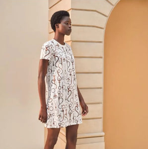 HERMES Panoplie Tout Cuir Straight Dress / Blanc Naturel / EU 34 / US 2