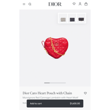 Load image into Gallery viewer, DIOR Caro Heart Pouch with Chain - Monsignore Red
