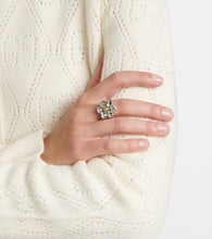 Load image into Gallery viewer, GUCCI Double G Ring With Clear Crystals - Gold - Size 6
