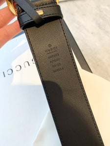 GUCCI Double G Buckle Wide Leather Belt In Black 80/32