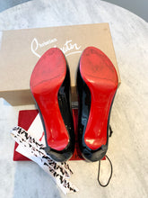 Load image into Gallery viewer, CHRISTIAN LOUBOUTIN Patent Calf No Matter 85 Peep Toe Pumps In Black EU39
