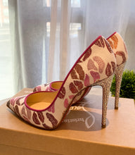 Load image into Gallery viewer, CHRISTIAN LOUBOUTIN Metallic Lurex Lips Print Strass Cosmopump 100 Pumps EU37.5
