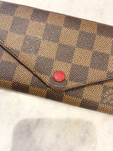 LOUIS VUITTON Damier Ebene Josephine Wallet In Fuchsia