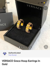 Load image into Gallery viewer, VERSACE Greca Hoop Earrings In Gold
