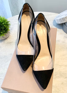 GIANVITO ROSSI Plexi 85mm Suede PVC Pumps In Black EU37.5