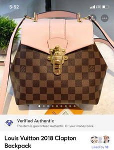 LOUIS VUITTON 2018 Damier Ebene Clapton Backpack In Magnolia