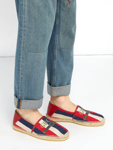 GUCCI Men's Blue Logo Sylvie Canvas Espadrille UK8/US9