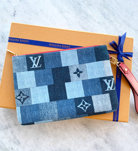 Louis Vuitton Denim Monogram Patchwork City Pouch