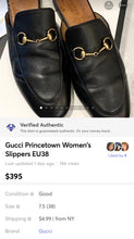 Load image into Gallery viewer, GUCCI Princetown Women’s Leather Slippers In Black EU38
