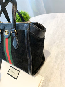 GUCCI Ophidia Suede Mini Tote Bag In Black