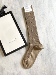 GUCCI Unisex GG Cotton Signature Socks in Beige (S)