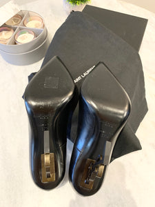 SAINT LAURENT Opyum Leather Pumps In Black/Gold Size EU 37.5