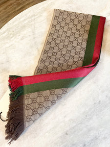 ▪️SOLD▪️GUCCI GG Unisex Verbier Jacquard Knit Scarf in Brown