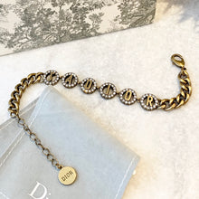 Load image into Gallery viewer, DIOR J&#39;ADIOR Antique Gold-Finish Metal White Crystals Bracelet
