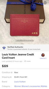 LOUIS VUITTON Calfskin Jeanne Wallet Credit Card Insert In Fuchsia