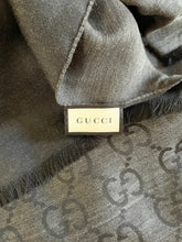 Load image into Gallery viewer, GUCCI GG Unisex Jacquard Giant Plus Silk Wool Shawl in Black
