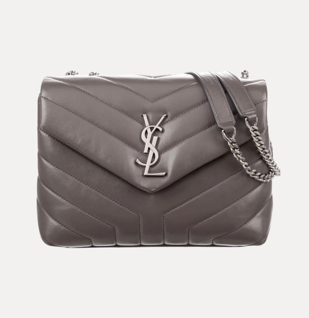 SAINT LAURENT Small Loulou Chain Shoulder Bag In Gray