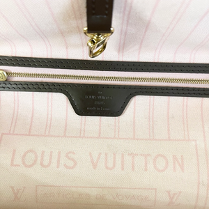 LOUIS VUITTON Damier Ebene Neverfull MM Tote In Rose Ballerine