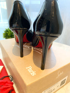 CHRISTIAN LOUBOUTIN Patent Calf No Matter 85 Peep Toe Pumps In Black EU39