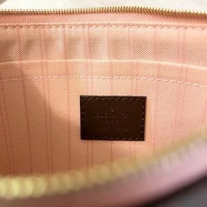 ▪️SOLD▪️LOUIS VUITTON Damier Ebene Neverfull MM Pochette Wristlet Pouch In Rose Ballerine