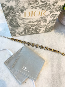 DIOR J'ADIOR Antique Gold-Finish Metal White Crystals Bracelet