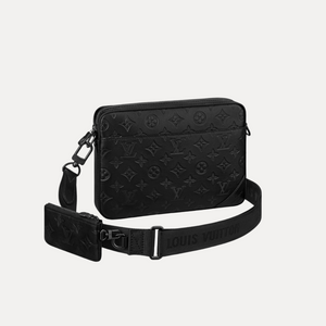 LOUIS VUITTON Calfskin Monogram Shadow Duo Messenger In Black