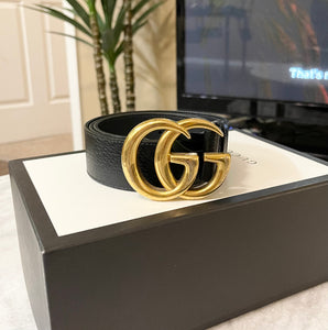 GUCCI GG 2015 Re-Edition Wide Leather Belt in Black 75cm