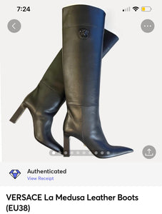 VERSACE La Medusa Leather Boots (EU38)