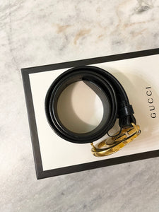 GUCCI GG 2015 Re-Edition Wide Leather Belt in Black 75cm