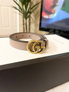 [SOLD] GUCCI GG Leather Belt in Dusty Pink 85-34