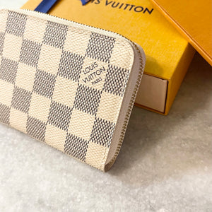 LOUIS VUITTON Damier Azur Zippy Coin Purse Padlock In Beige