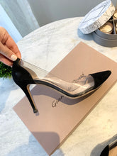 Load image into Gallery viewer, GIANVITO ROSSI Plexi 85mm Suede PVC Pumps In Black EU37.5
