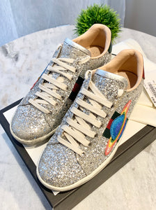 GUCCI New Ace Low Top Sneaker In White / Silver EU36