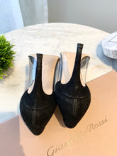 Load image into Gallery viewer, GIANVITO ROSSI Plexi 85mm Suede PVC Pumps In Black EU37.5
