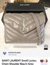 Load image into Gallery viewer, SAINT LAURENT Small Loulou Chain Shoulder Bag In Gray
